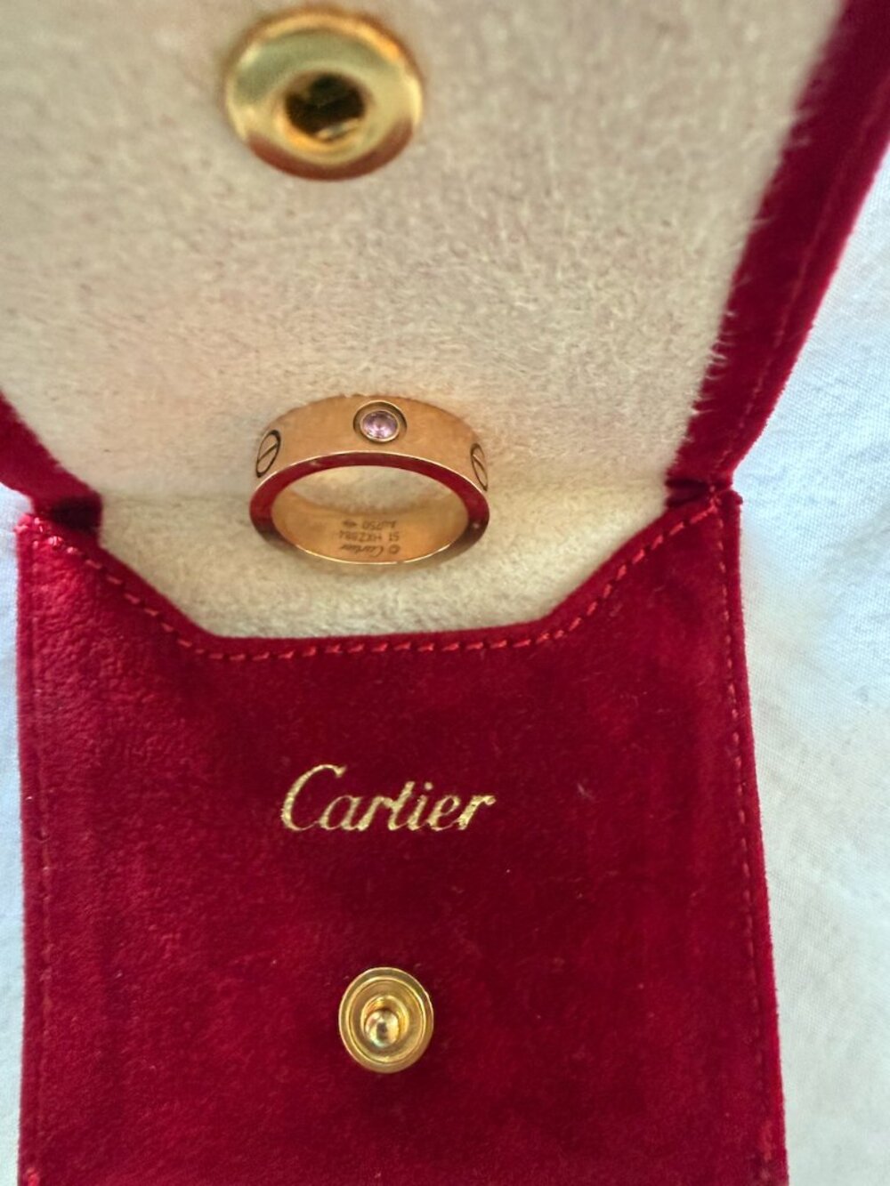 Rare Limited Edition Cartier Rose Gold Pink Sapphire Ring w/ Box & COA - Size 51 - Picture 3 of 7